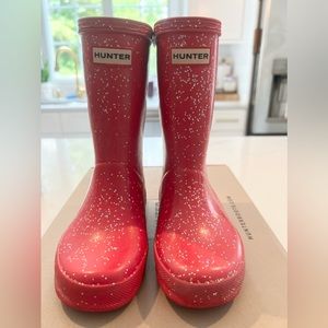 Kids Hunter Boots, Hot Pink with Sparkles Kids Size 11, barely worn